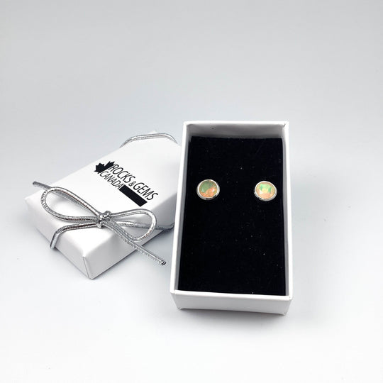 Fire Opal Studs Earrings-Rocks and Gems Canada