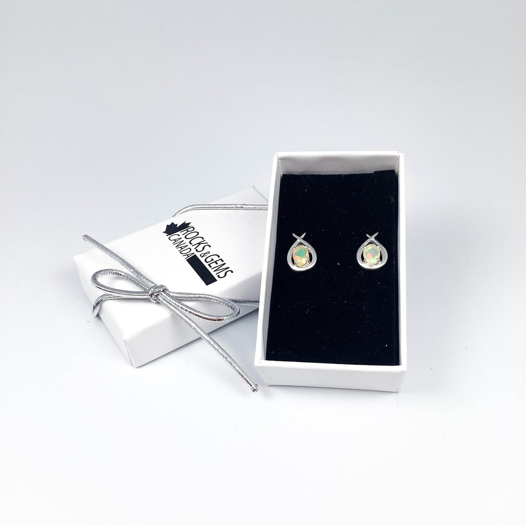 Fire Opal Studs Earrings-Rocks and Gems Canada
