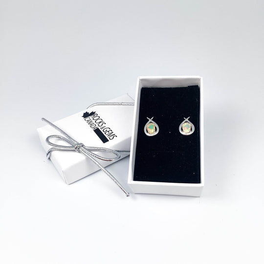 Fire Opal Studs Earrings-Rocks and Gems Canada