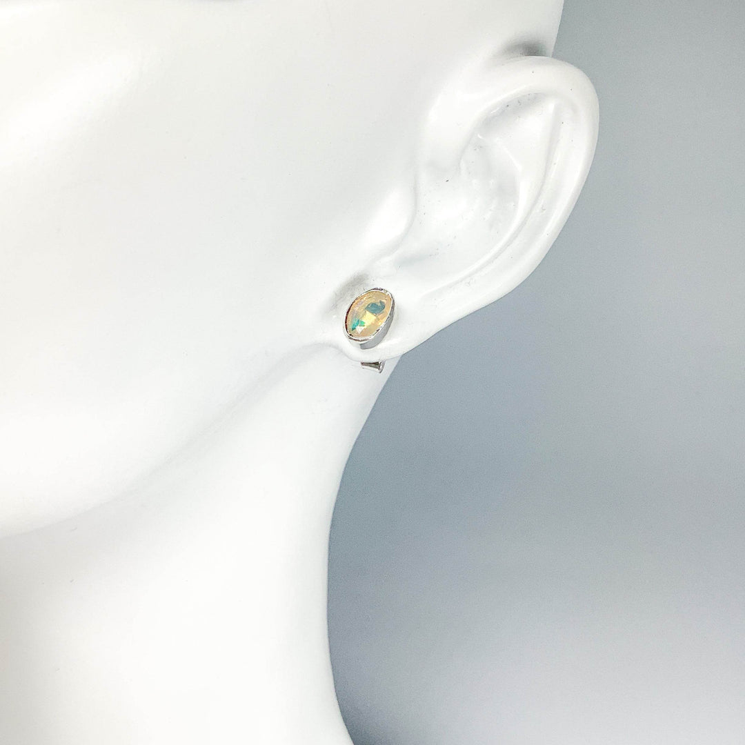 Fire Opal Studs Earrings-Rocks and Gems Canada
