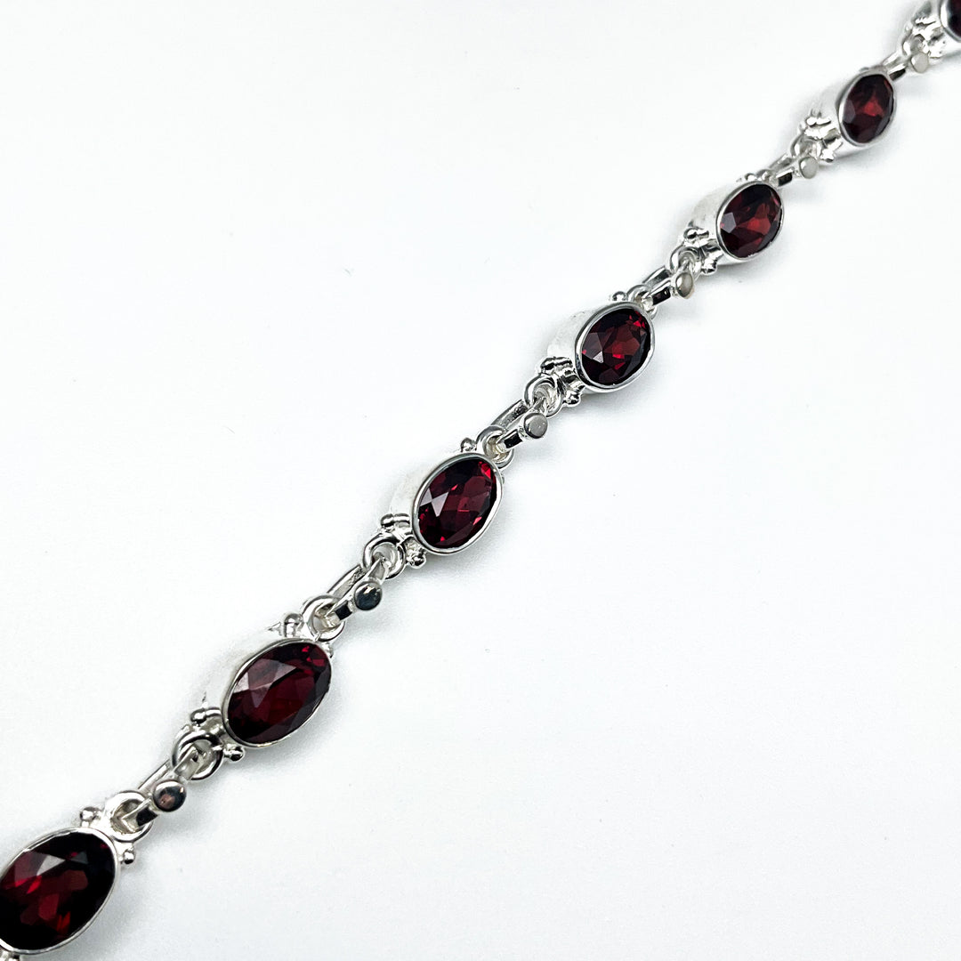 Garnet Sterling Silver Bracelet-Rocks and Gems Canada