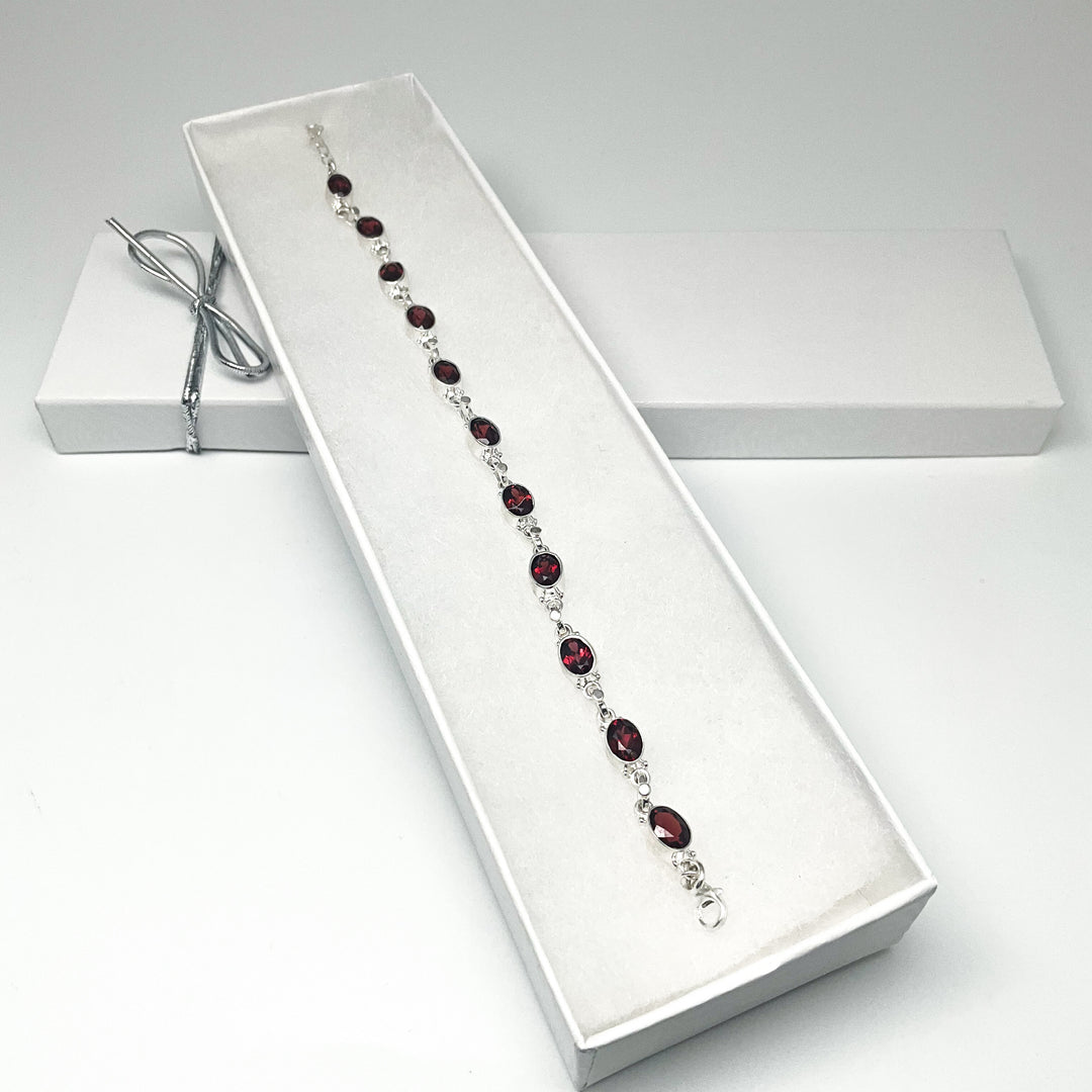 Garnet Sterling Silver Bracelet-Rocks and Gems Canada