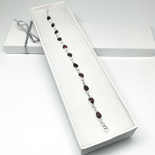 Garnet Sterling Silver Bracelet-Rocks and Gems Canada