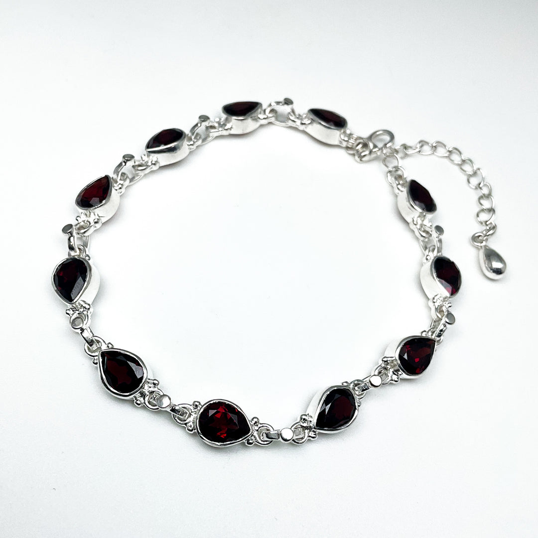 Garnet Sterling Silver Bracelet-Rocks and Gems Canada