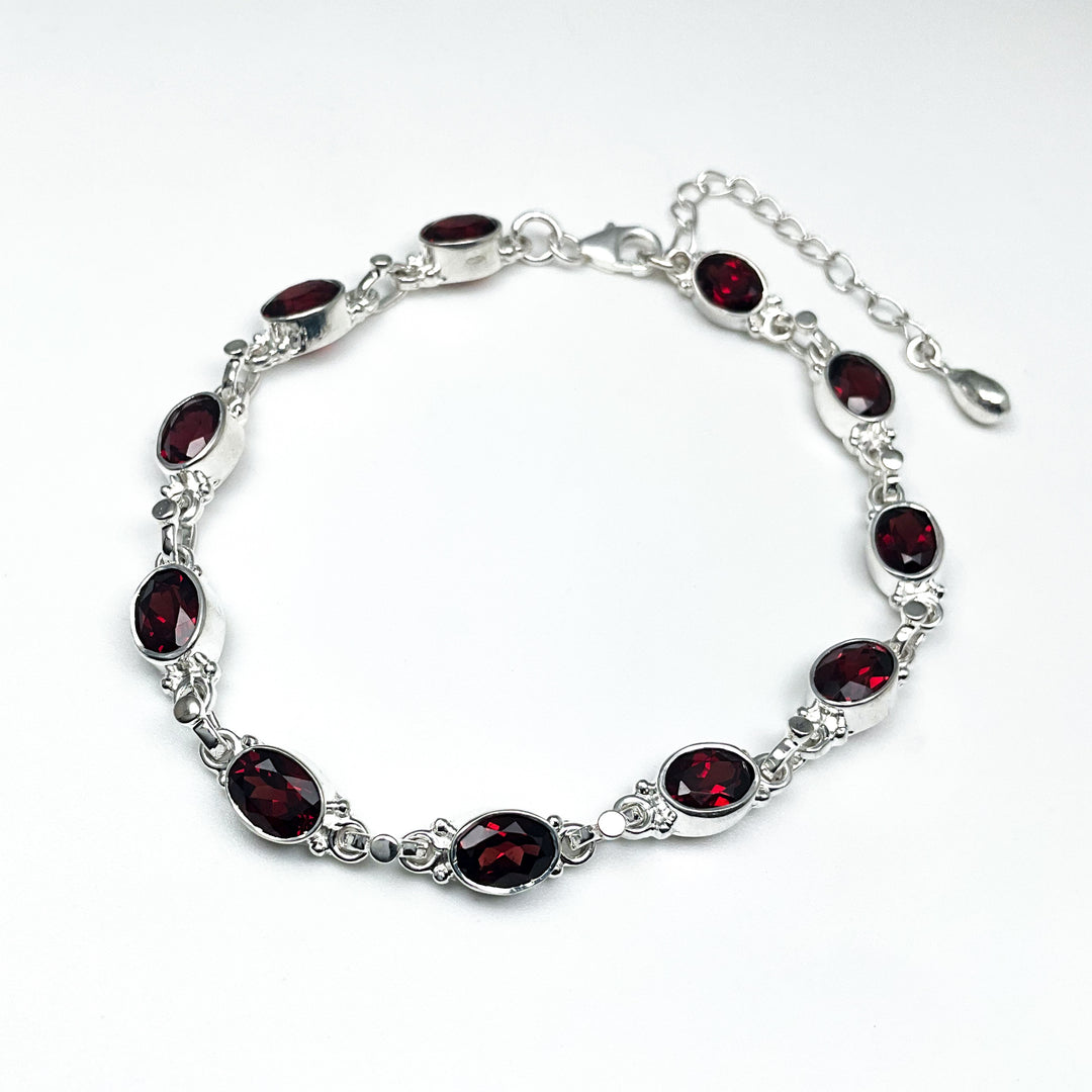 Garnet Sterling Silver Bracelet-Rocks and Gems Canada