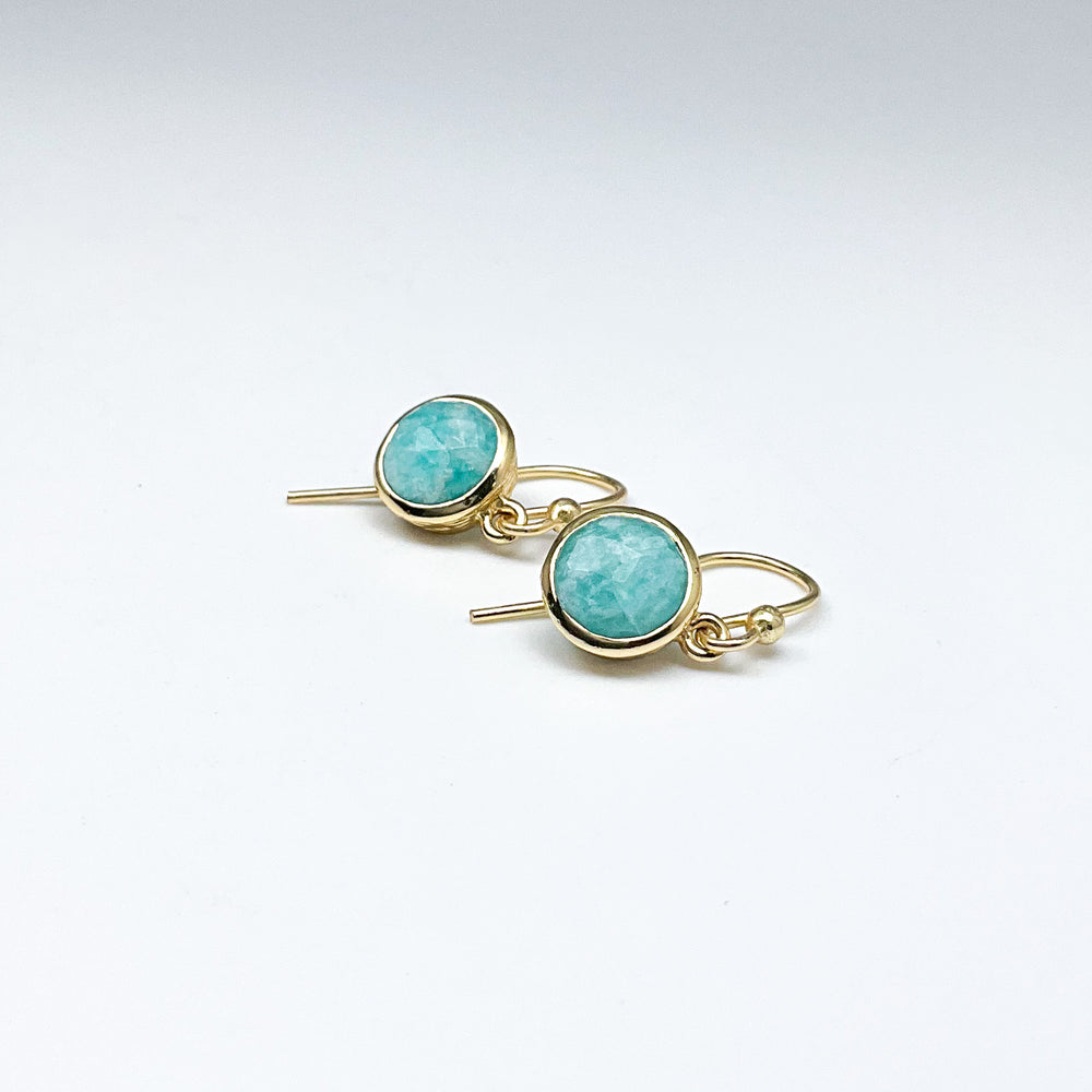 Gold Plated Amazonite Dangle Earrings-Rocks and Gems Canada