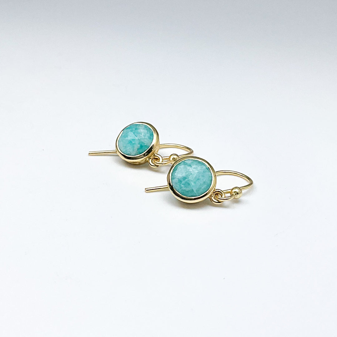 Gold Plated Amazonite Dangle Earrings-Rocks and Gems Canada