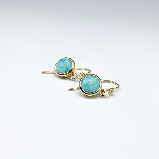 Gold Plated Amazonite Dangle Earrings-Rocks and Gems Canada