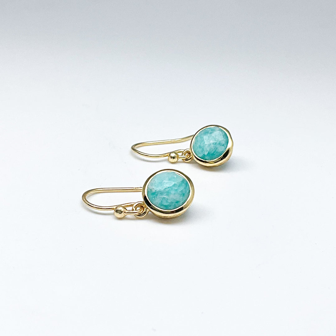 Gold Plated Amazonite Dangle Earrings-Rocks and Gems Canada