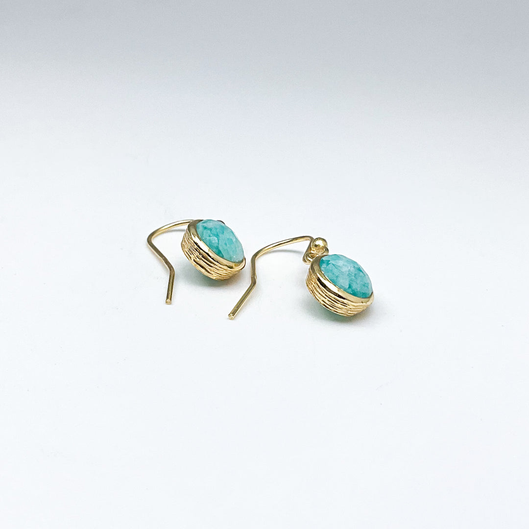 Gold Plated Amazonite Dangle Earrings-Rocks and Gems Canada