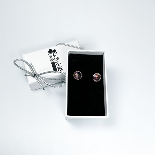 Gold Plated Amethyst Stud Earrings-Rocks and Gems Canada