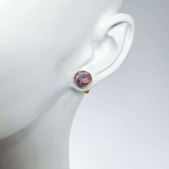 Gold Plated Amethyst Stud Earrings-Rocks and Gems Canada