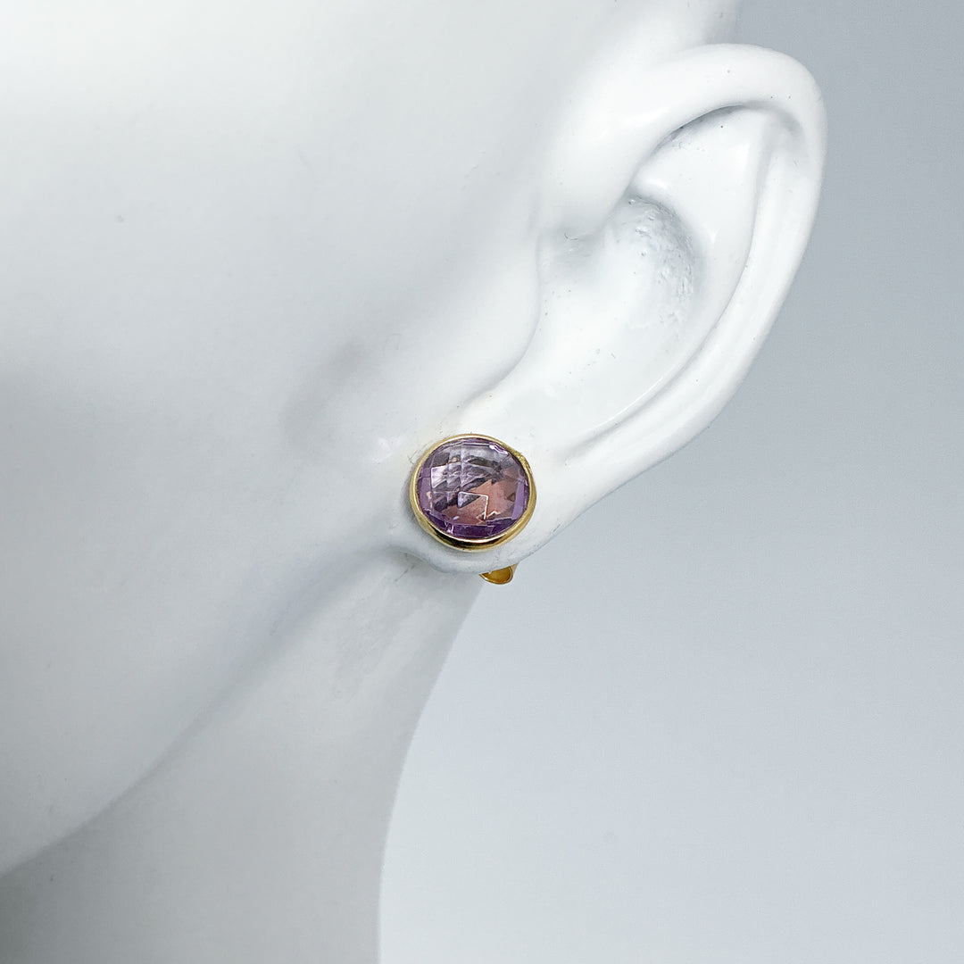 Gold Plated Amethyst Stud Earrings-Rocks and Gems Canada