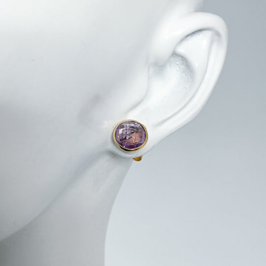 Gold Plated Amethyst Stud Earrings-Rocks and Gems Canada