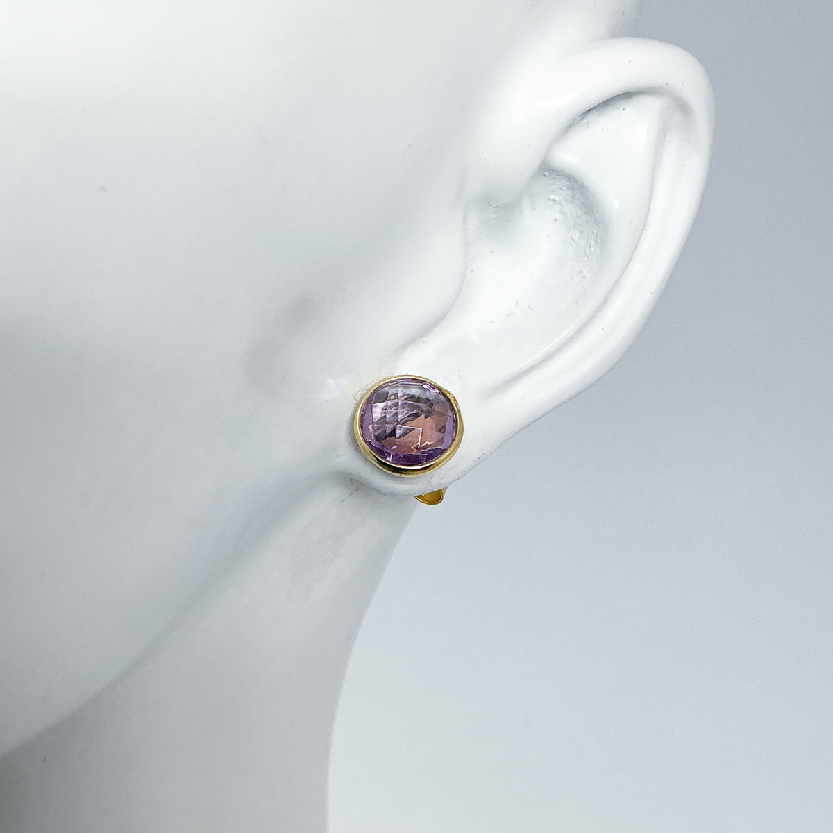 Gold Plated Amethyst Stud Earrings-Rocks and Gems Canada