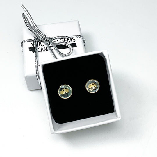 Gold Plated Blue Topaz Stud Earrings-Rocks and Gems Canada