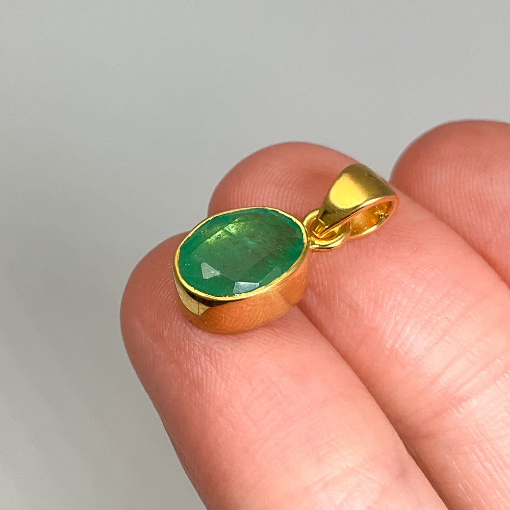 Gold Plated Emerald Pendant-Rocks and Gems Canada