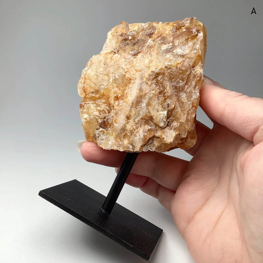 Golden Healing Quartz On Metal Display Stand-Rocks and Gems Canada