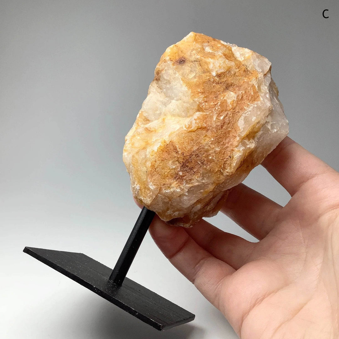 Golden Healing Quartz On Metal Display Stand-Rocks and Gems Canada