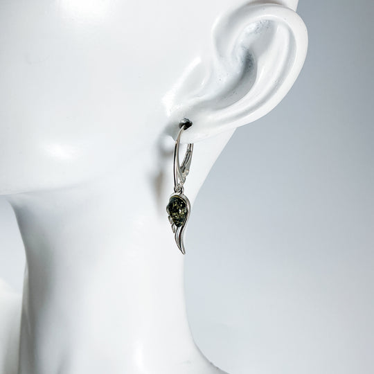 Green Amber Sun Dangle Earrings-Rocks and Gems Canada