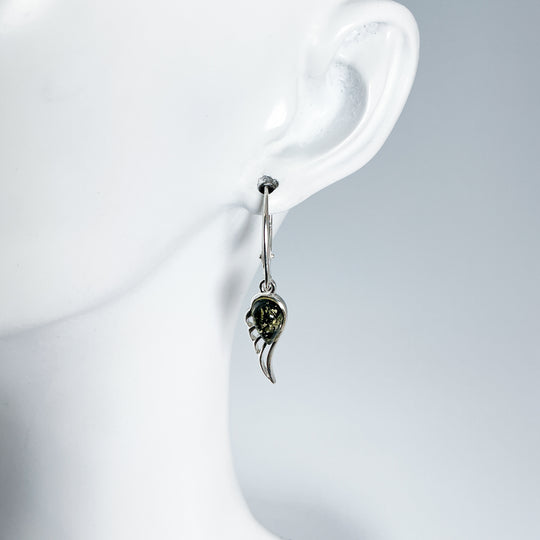 Green Amber Sun Dangle Earrings-Rocks and Gems Canada