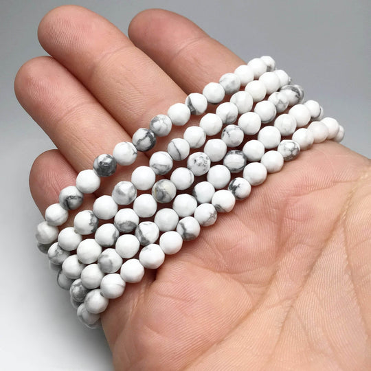 Howlite Faceted Beaded Bracelet-Rocks and Gems Canada