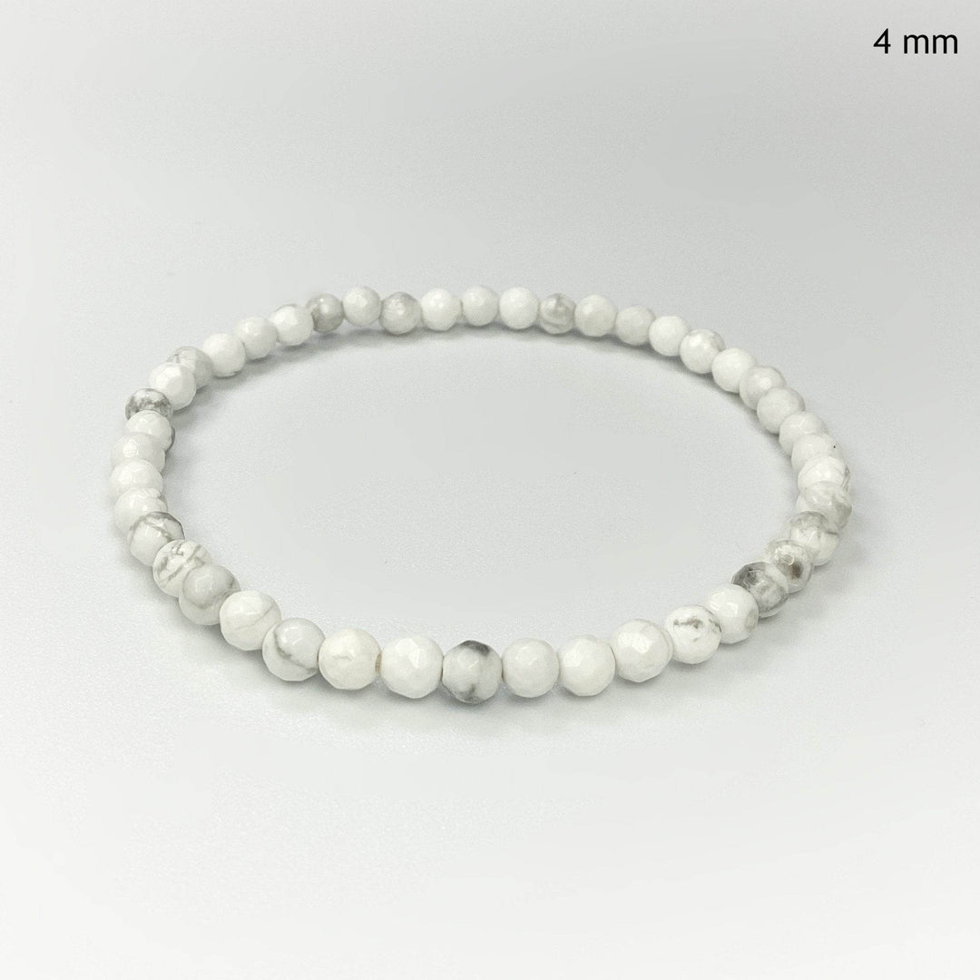 Howlite Faceted Beaded Bracelet-Rocks and Gems Canada