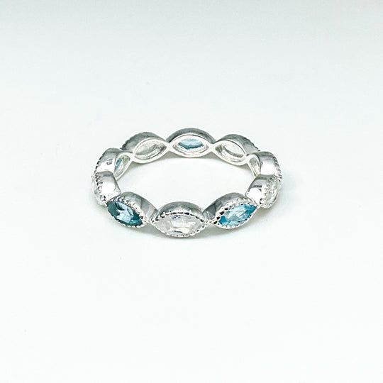 Rainbow Moonstone and Blue Topaz Multistone Ring - Rocks and Gems Canada