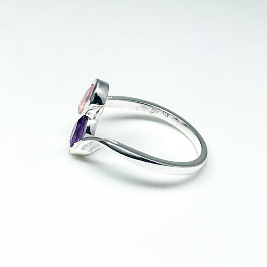 Amethyst and Rose Quartz Ring - Rocks and Gems Canada