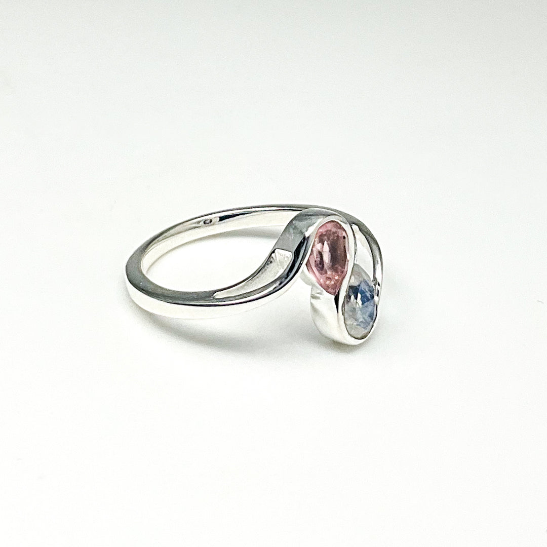 Rainbow Moonstone and Rose Quartz Ring (Copy) - Rocks and Gems Canada