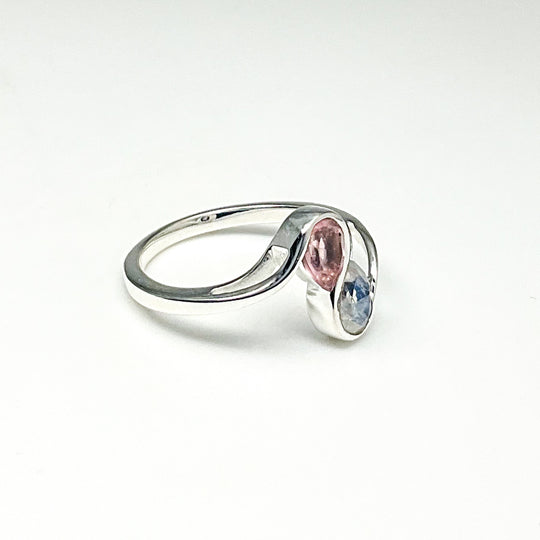 Rainbow Moonstone and Rose Quartz Ring (Copy) - Rocks and Gems Canada