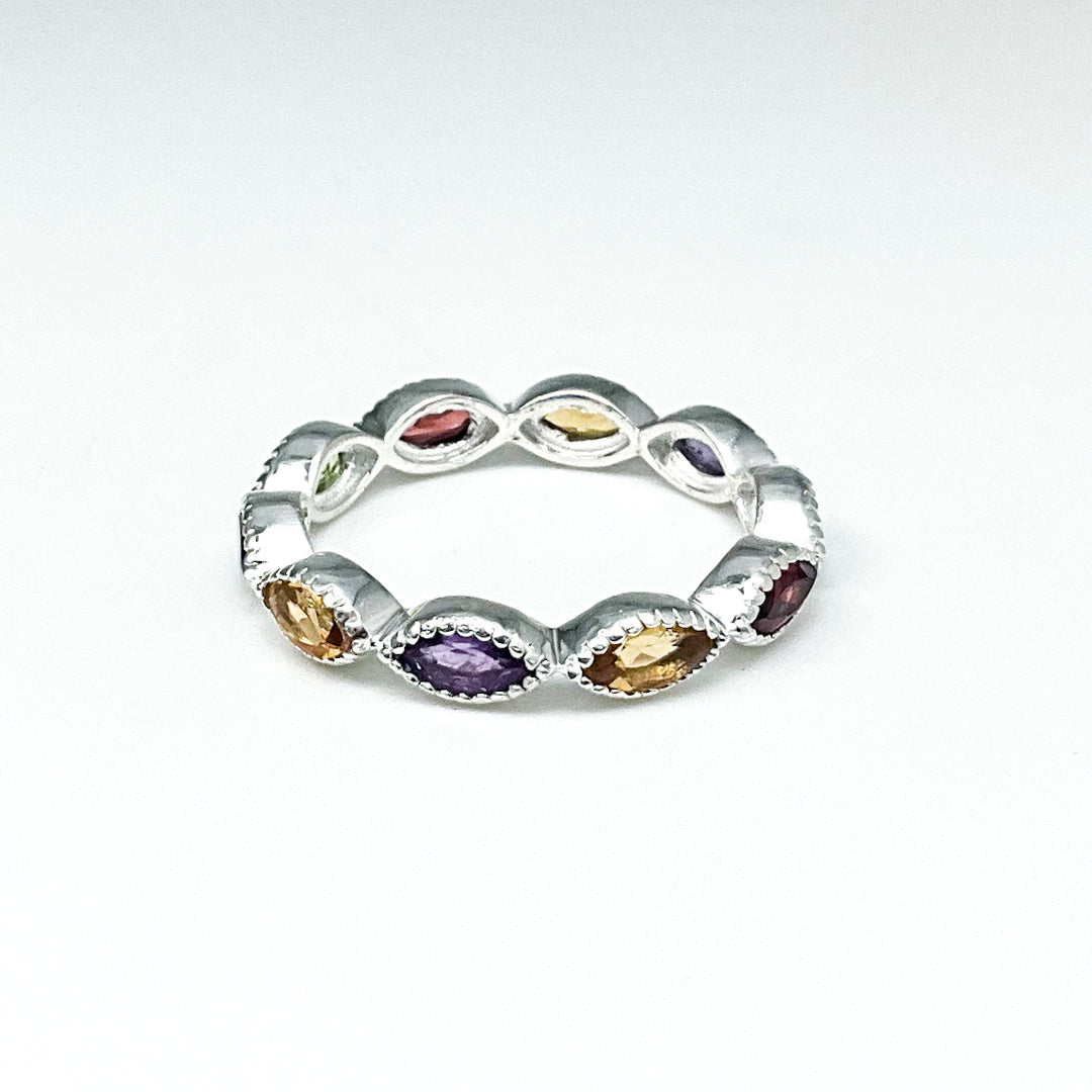 Amethyst, Peridot, Citrine, and Garnet Multistone Ring