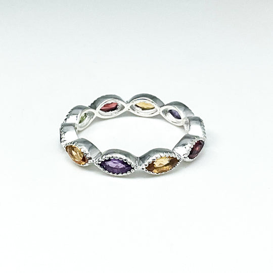 Amethyst, Peridot, Citrine, and Garnet Multistone Ring