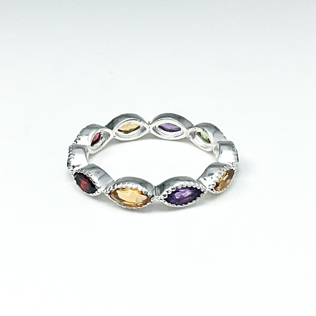 Amethyst, Peridot, Citrine, and Garnet Multistone Ring