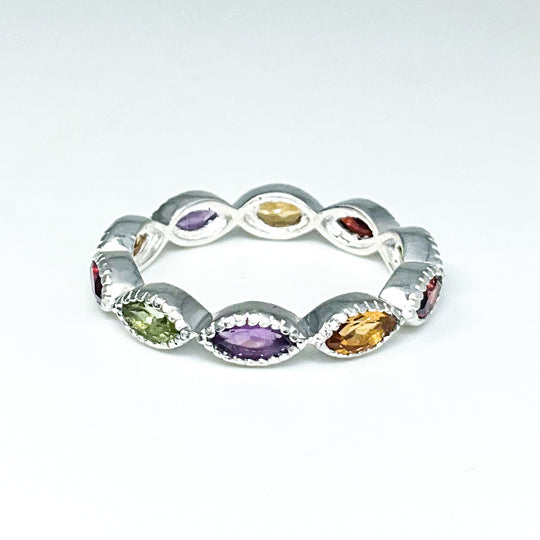 Amethyst, Peridot, Citrine, and Garnet Multistone Ring