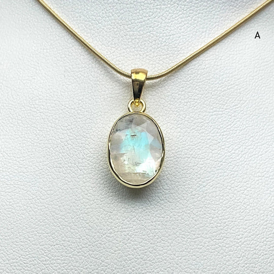 Rainbow Moonstone Gold Finish Pendant (Copy) - Rocks and Gems Canada