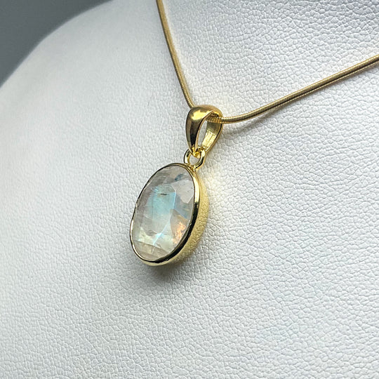 Rainbow Moonstone Gold Finish Pendant (Copy) - Rocks and Gems Canada
