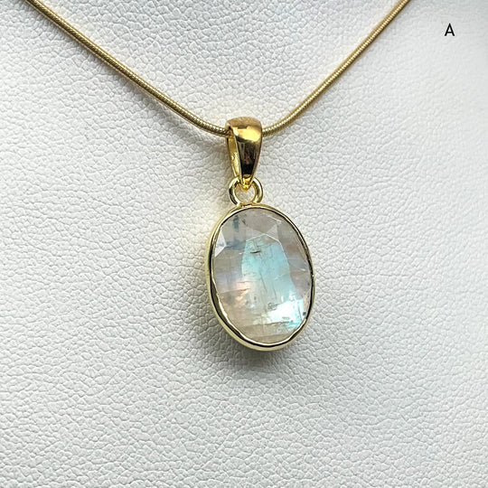 Rainbow Moonstone Gold Finish Pendant (Copy) - Rocks and Gems Canada