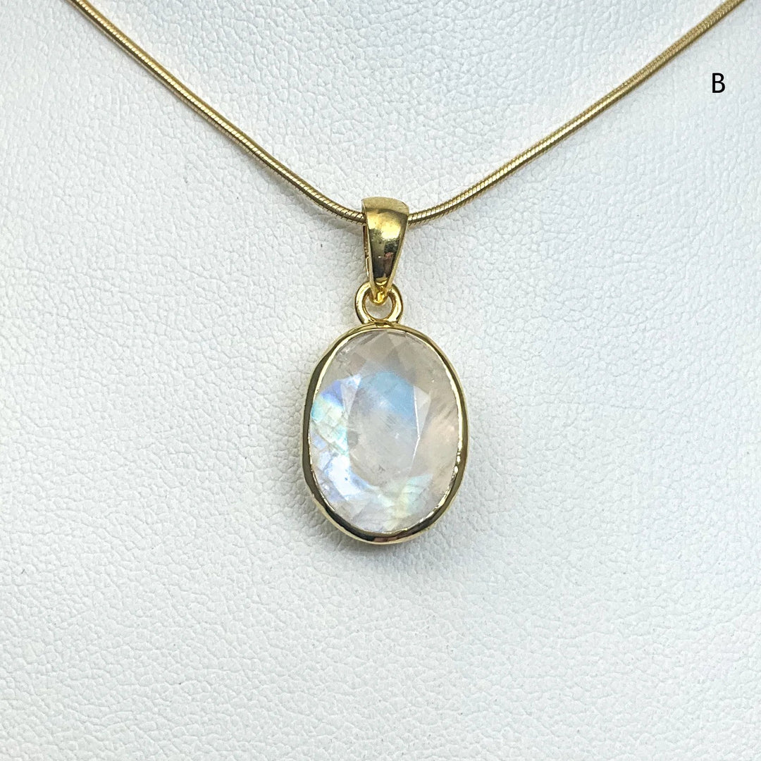 Rainbow Moonstone Gold Finish Pendant (Copy) - Rocks and Gems Canada
