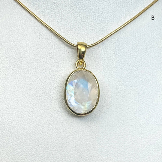 Rainbow Moonstone Gold Finish Pendant (Copy) - Rocks and Gems Canada