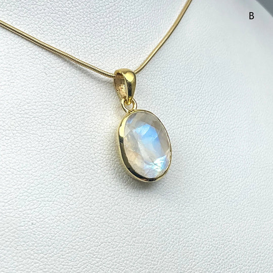 Rainbow Moonstone Gold Finish Pendant (Copy) - Rocks and Gems Canada