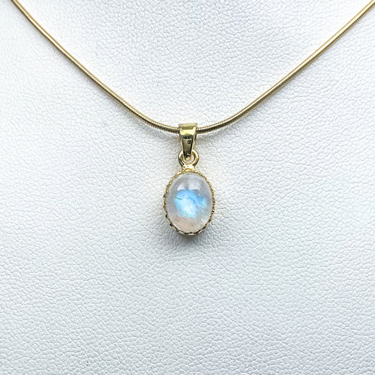 Rainbow Moonstone Gold Finish Pendant - Rocks and Gems Canada