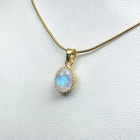Rainbow Moonstone Gold Finish Pendant - Rocks and Gems Canada