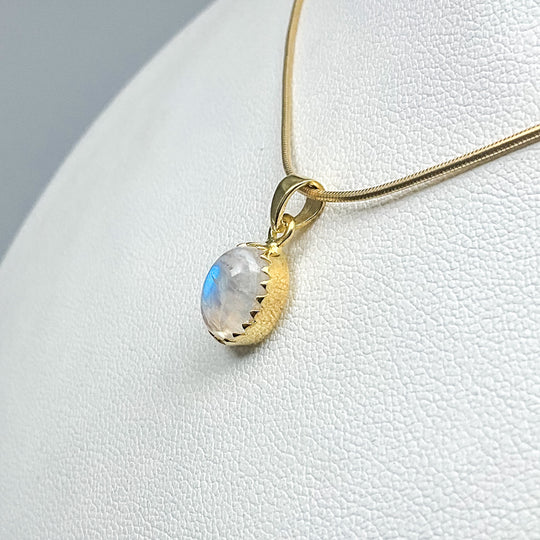 Rainbow Moonstone Gold Finish Pendant - Rocks and Gems Canada