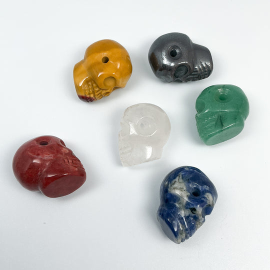 Hand Carved Stone Skull Drilled Pendant
