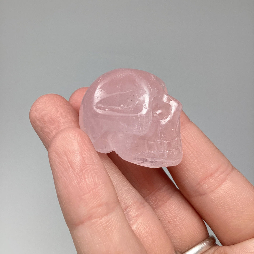 Carved Rose Quartz Skull - Rocks and Gems Canada