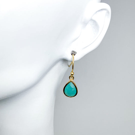 Gold Plated Amazonite Dangle Earrings
