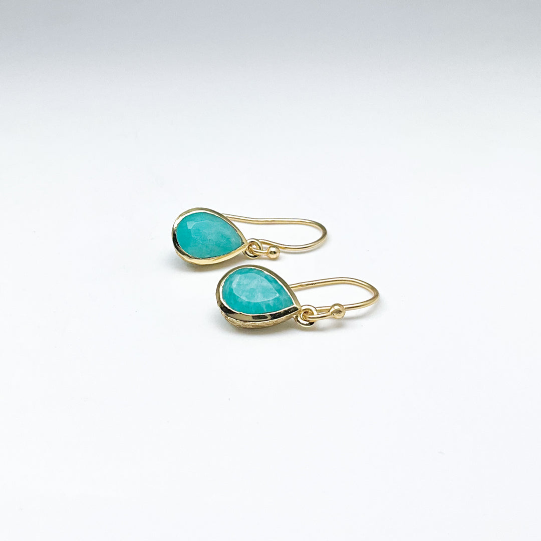 Gold Plated Amazonite Dangle Earrings
