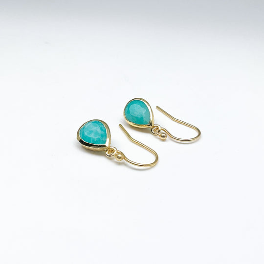 Gold Plated Amazonite Dangle Earrings