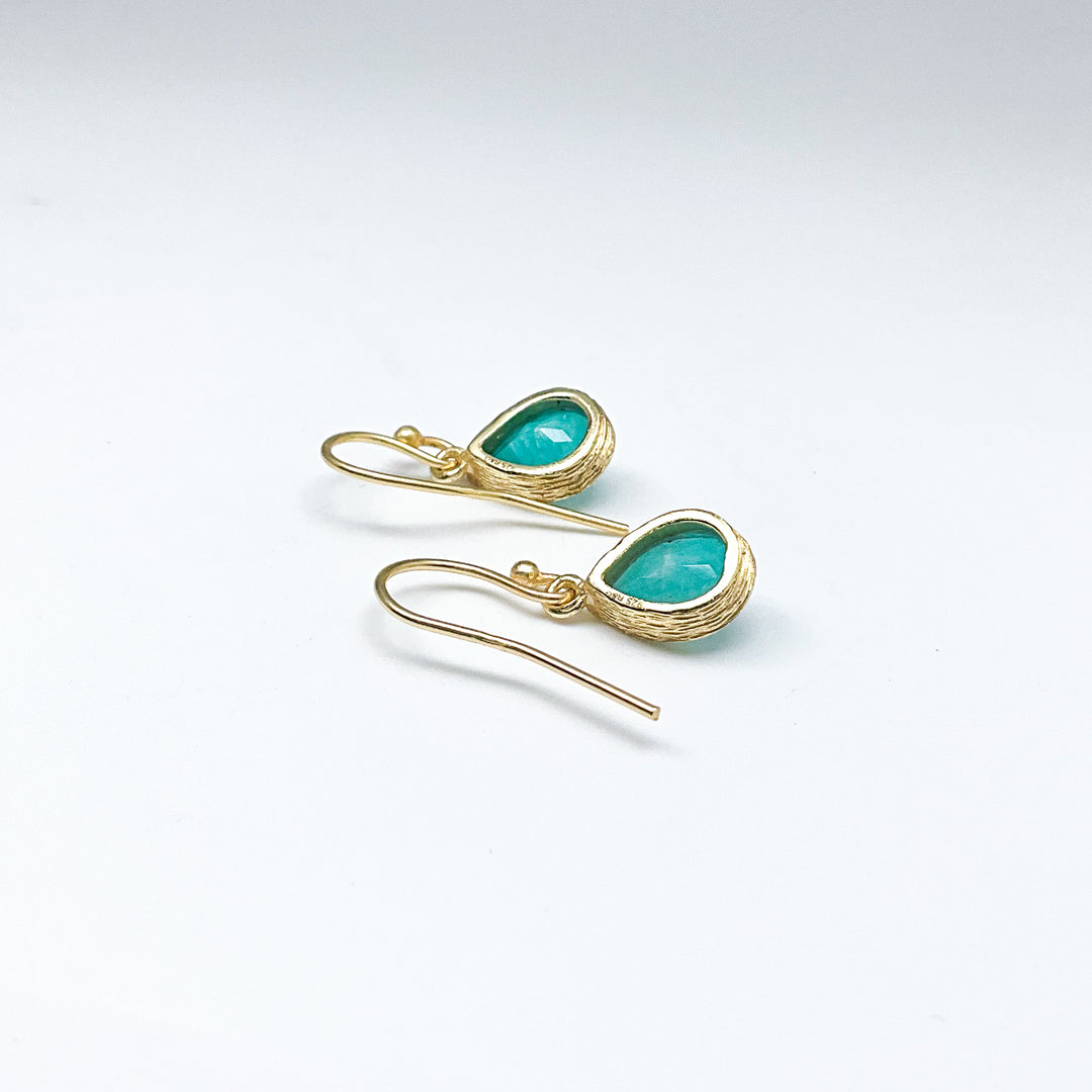 Gold Plated Amazonite Dangle Earrings